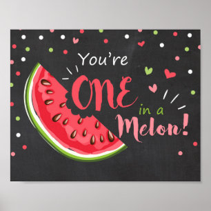 Party sign One in a melon Birthday decor nursery