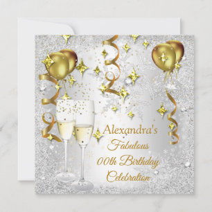 Party silver Gold Balloon champagne snowflake Invitation