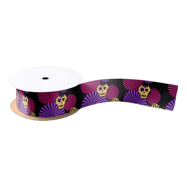 Party skulls ribbon satin ribbon (Spool)
