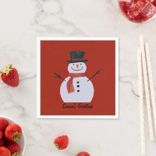Party Snowman With Top Hat Napkin