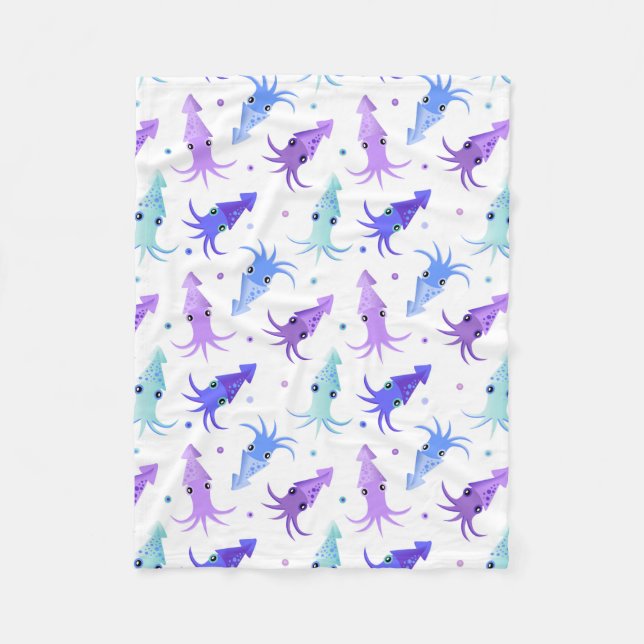 Party Squid Pattern Fleece Blanket (Front)