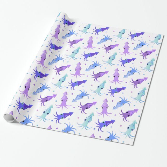 Party Squid Pattern Wrapping Paper (Unrolled)