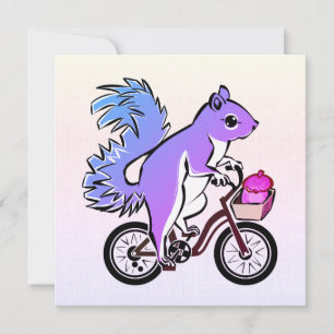 Party Squirrel Riding a Bicycle Holiday Card