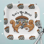 Party Squirrels Let's Go Nuts Paper Plate<br><div class="desc">Do you enjoy 70's vibes and great puns? Then this disco dancing "Saturday Nut Fever"plate is perfect for you and your squirrel loving friends and family! Partying the night away under a shining acorn shaped disco ball, these two squirrels know how to boogie and have a good time! Share the...</div>