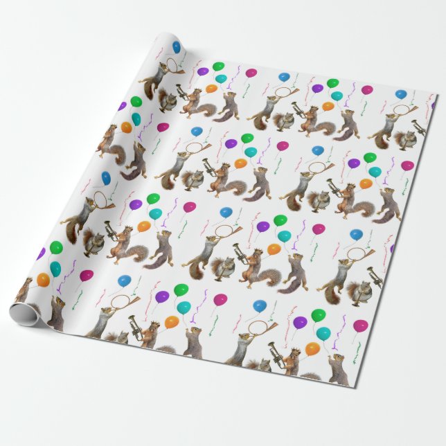 Party Squirrels Wrapping Paper (Unrolled)
