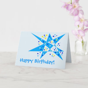 Party Star and Dots Abstract Happy Birthday Card