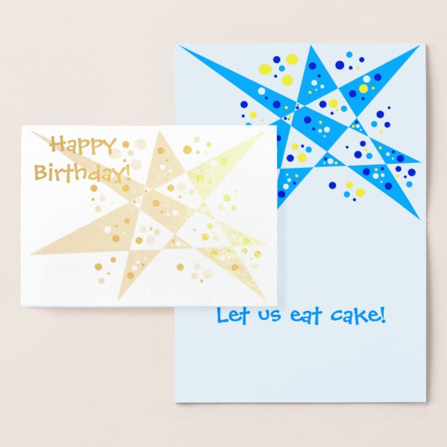 Party Star and Dots Abstract Happy Birthday Gold Foil Card (Display)