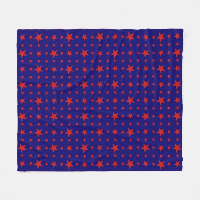 Party Stars Red on Blue Fleece Blanket (Front (Horizontal))