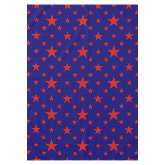 Party Stars Red on Blue Tablecloth (Front)