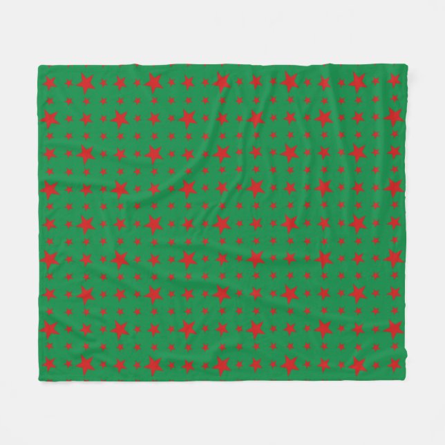 Party Stars Red on Green Fleece Blanket (Front (Horizontal))