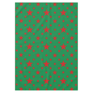 Party Stars Red on Green Tablecloth