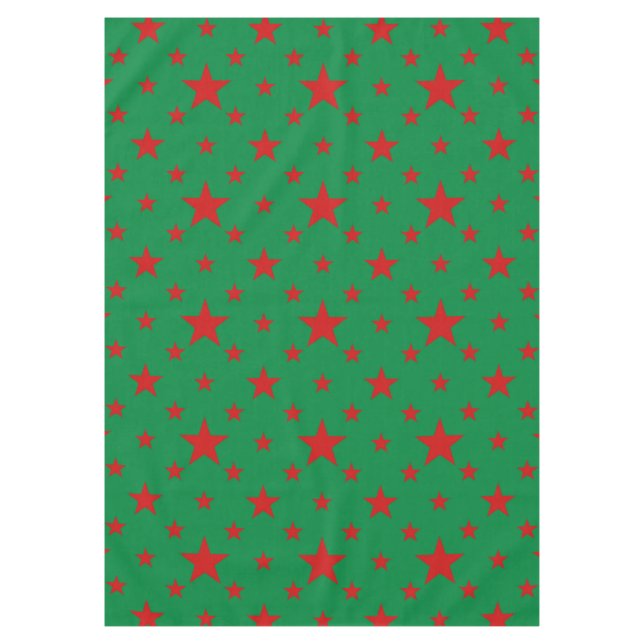 Party Stars Red on Green Tablecloth (Front)