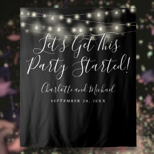 Party Started Lights Black White Photo Backdrop Tapestry