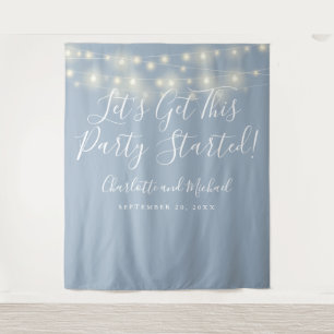 Party Started Lights Dusty Blue Photo Backdrop Tapestry