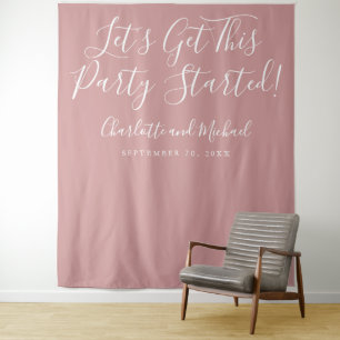 Party Started Script Dusty Rose Photo Backdrop Tapestry