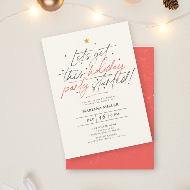 Party Started Script Red Christmas Holiday Party Invitation (Creator Uploaded)