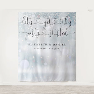 Party Started Script Winter Wedding Photo Backdrop Tapestry