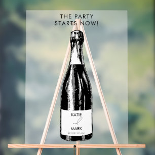 Party Starts Now Wedding Welcome Frosted Acrylic Sign