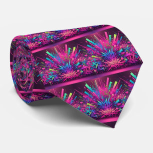Party Streamers Confetti Print in Neon Colours Tie
