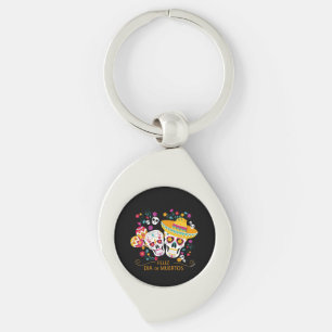 Party Sugar Skulls and Flowers Key Ring