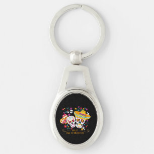 Party Sugar Skulls and Flowers Key Ring