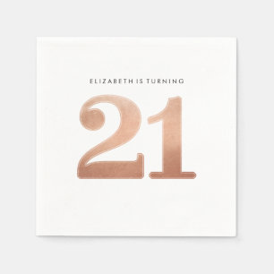 PARTY TABLE LARGE AGE modern 21 shiny rose gold Napkin