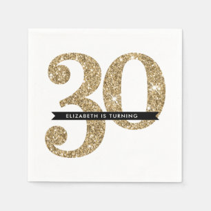PARTY TABLE LARGE AGE modern 30 gold glitter Napkin