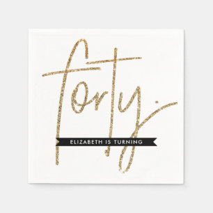 PARTY TABLE LARGE AGE modern 40 gold glitter Napkin