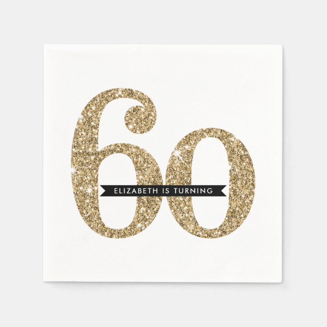 PARTY TABLE LARGE AGE modern 60 glam gold glitter Napkin (Front)