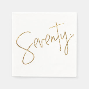 PARTY TABLE seventy script modern 70 gold glitter Napkin