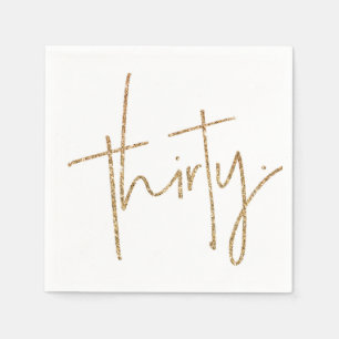 PARTY TABLE thirty script modern 30 gold glitter Napkin