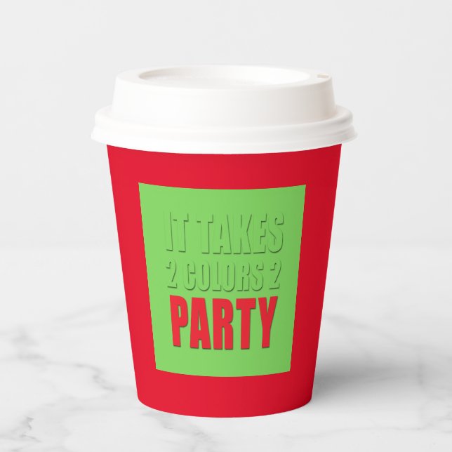 Party Takes Two Colours Green Red Paper Cups (Front)