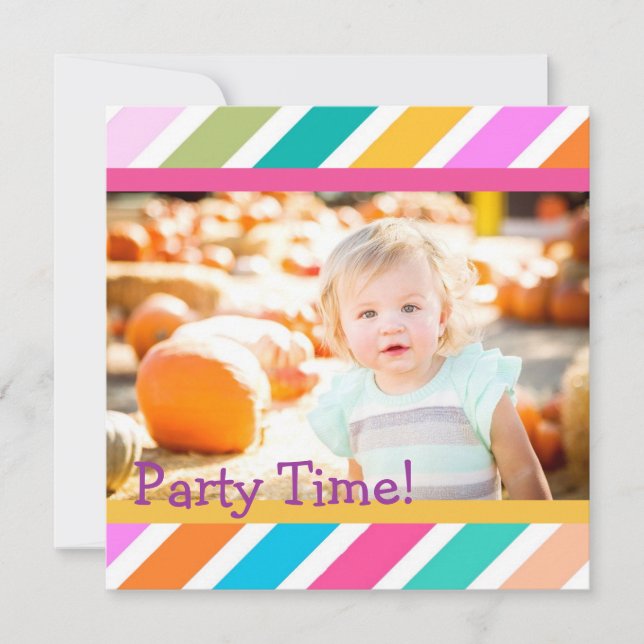 Party Tiime Girls Birthday Invitation (Front)