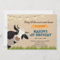Party til the cows come home farm invitation