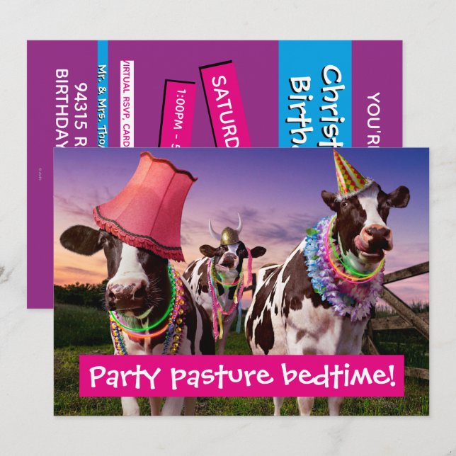 Party 'Til The Cows Come Home Invitation (Front/Back)