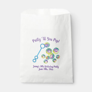 Party Til You Pop Bubble Wand Birthday Bubbles Favour Bags