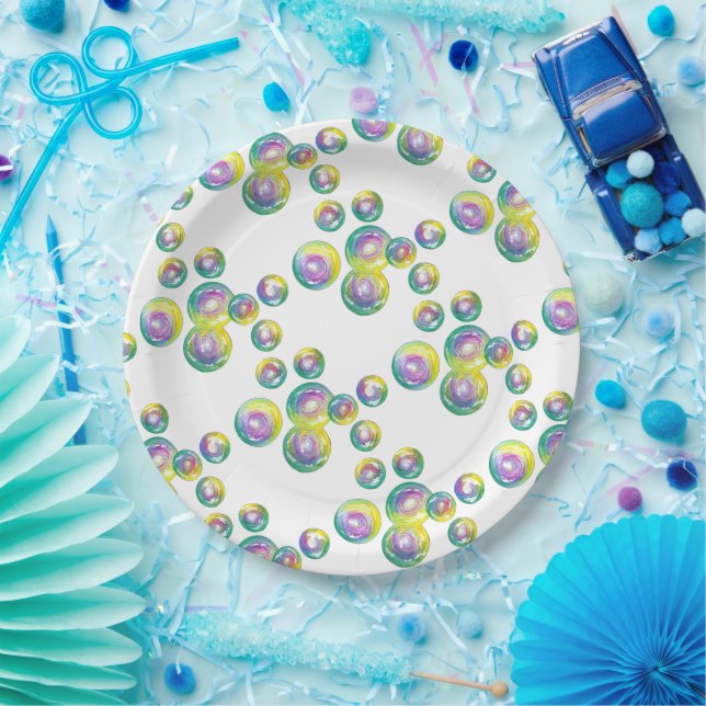 Party Til You Pop Bubble Wand Birthday Bubbles Paper Plate (Party)