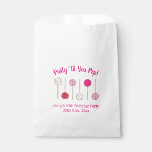 Party Til You Pop Pink Frosted Cake Pops Favour Bags