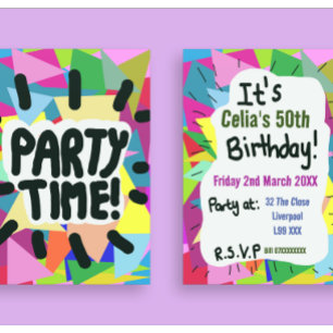 Party Time 50th birthday any age personalise  Invitation