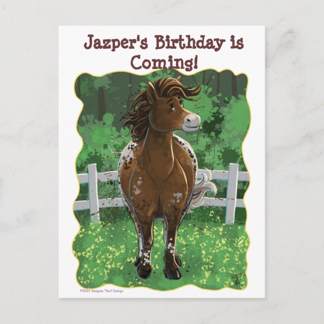Party Time Appaloosa Horse Announcement Postcard (Front)