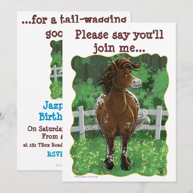 Party Time Appaloosa Horse Invitation (Front/Back)