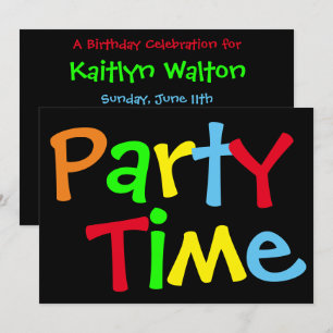 Party Time Birthday Party Invitation
