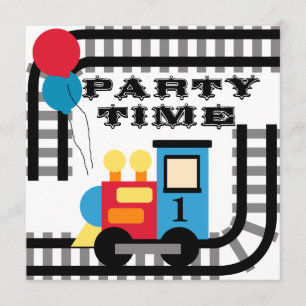 Party Time Birthday Train Invitations