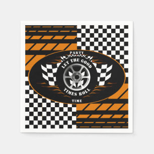 Party Time Chequered Flag Auto Sports Car Racing   Napkin