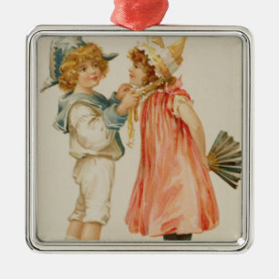 Party Time, Christmas postcard Metal Tree Decoration