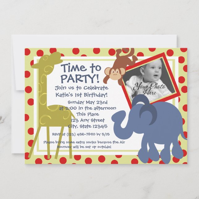 Party Time Circus/ Photo Invitation (Front)