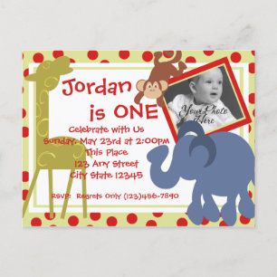 Party Time Circus/ Photo Invitation Postcard
