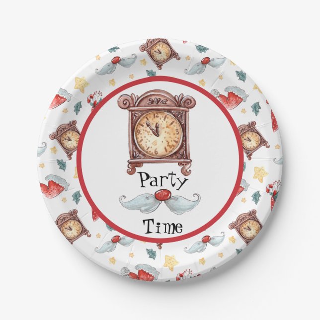 Party Time Clock Paper Plate (Front)