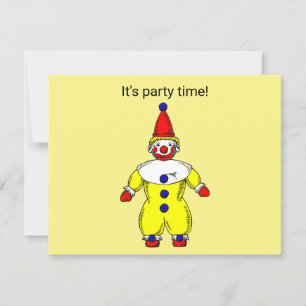 Party Time Clown Invitation Card