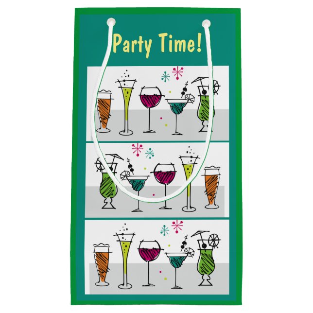 Party Time Cocktails Alcohol Birthday Events Sizes Small Gift Bag (Front)